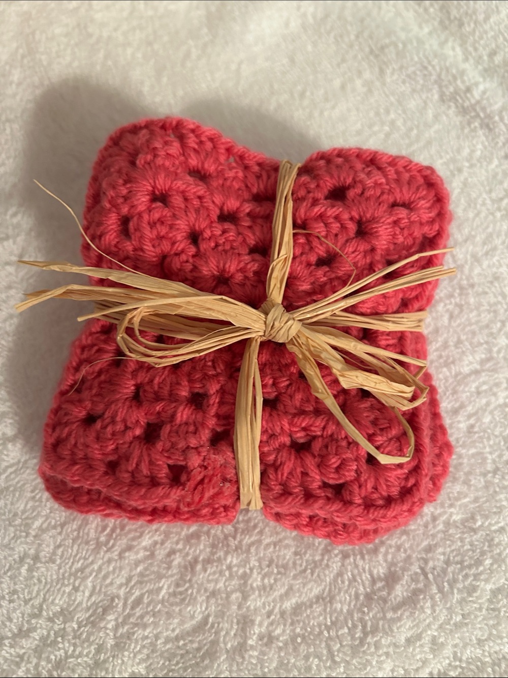 Handcrafted hot pink Crochet coasters - Set of 4
